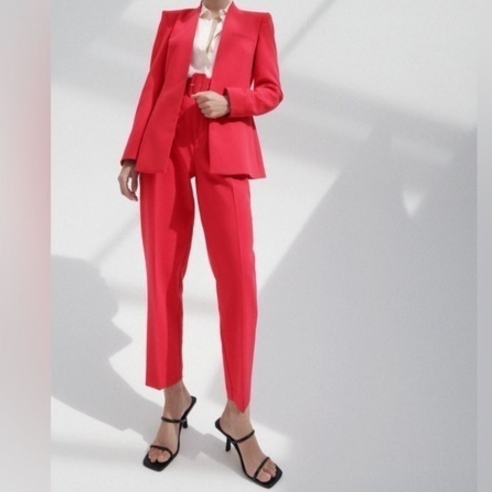 Zara Hot Pink Tailored Belted Trousers large - Picture 8 of 11